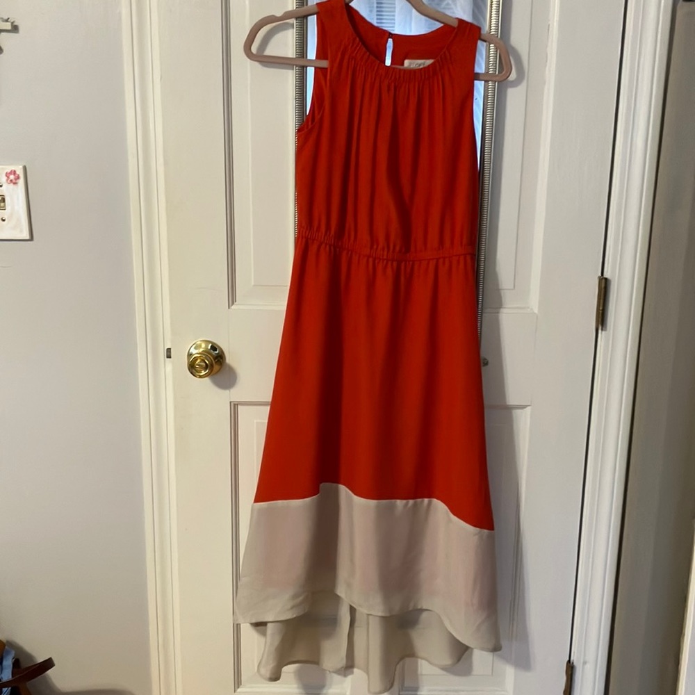 Color block sleeveless tank midi summer work weekend dress LOFT EUC Petite